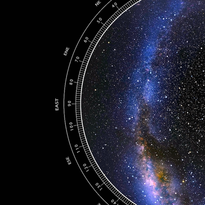 A close up image of a custom star map showing the fine details